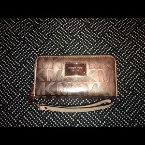 Michael Kors Rose Gold clutch wristlet wallet